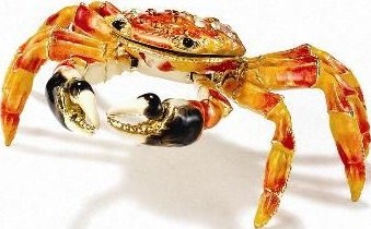 Kubla Crafts Bejeweled Enamel KUB 5 3415 Crab Articulated Box