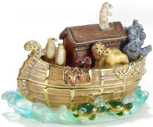Kubla Crafts Bejeweled Enamel KUB 5 3670 Noah's Ark Box