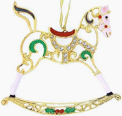 Kubla Crafts Bejeweled Enamel KUB 5 3681 Bejeweled Enamel Ornament Rocking Horse