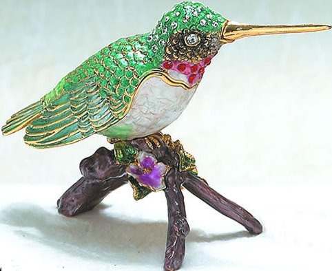 Kubla Crafts Bejeweled Enamel KUB 5 4020 Hummingbird Box