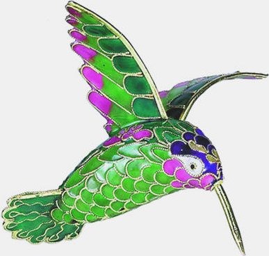 Kubla Crafts Cloisonne KUB 5 4856 Cloisonne Large Hummingbird Ornament