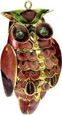 Kubla Crafts Cloisonne KUB 5 4971 Cloisonne Owl Ornament