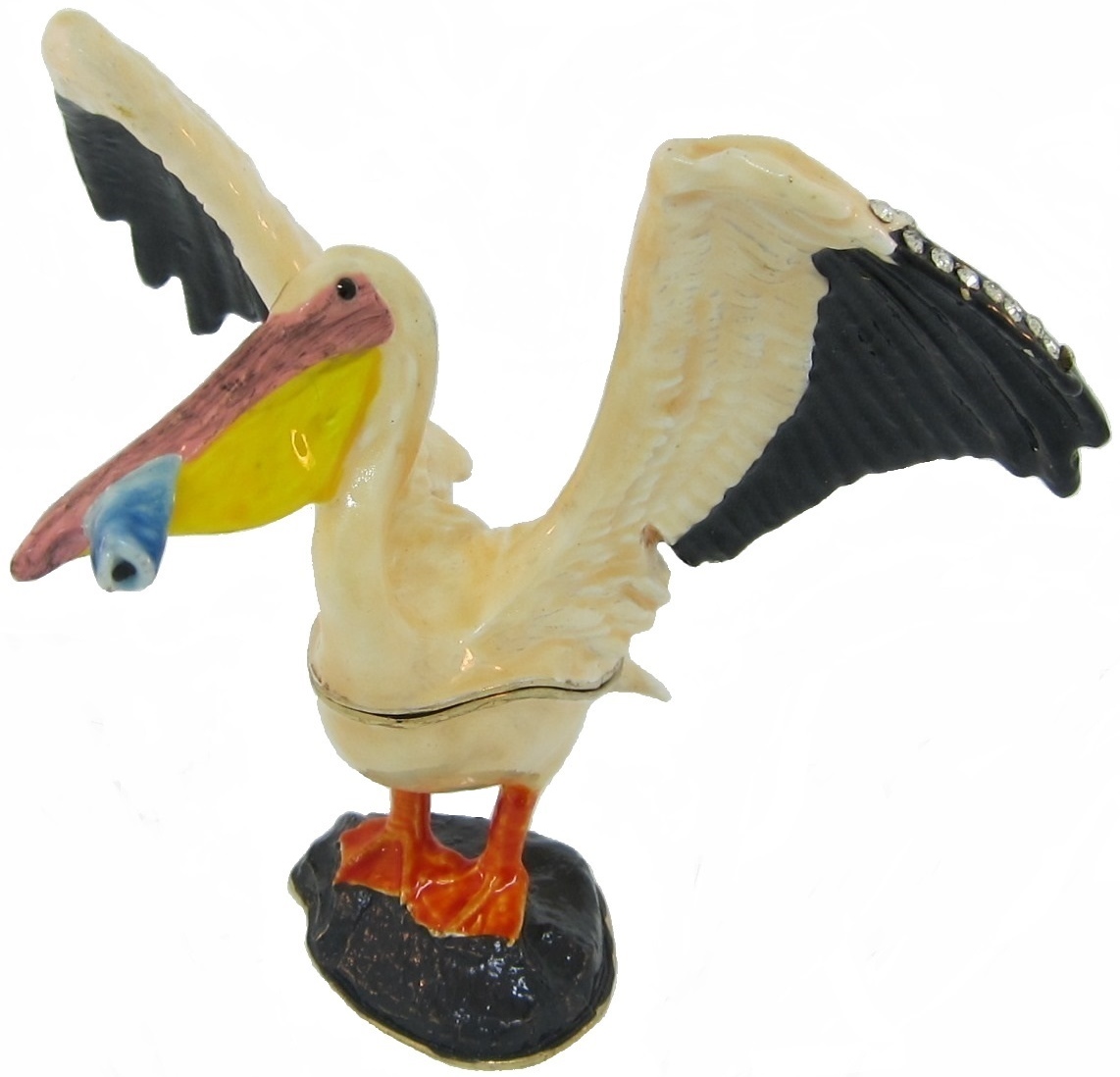 Kubla Crafts Bejeweled Enamel KUB 6 3185 White Pelican Box