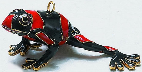 Kubla Crafts Cloisonne KUB 6 4846BR Cloisonne Red Dart Frog Ornament