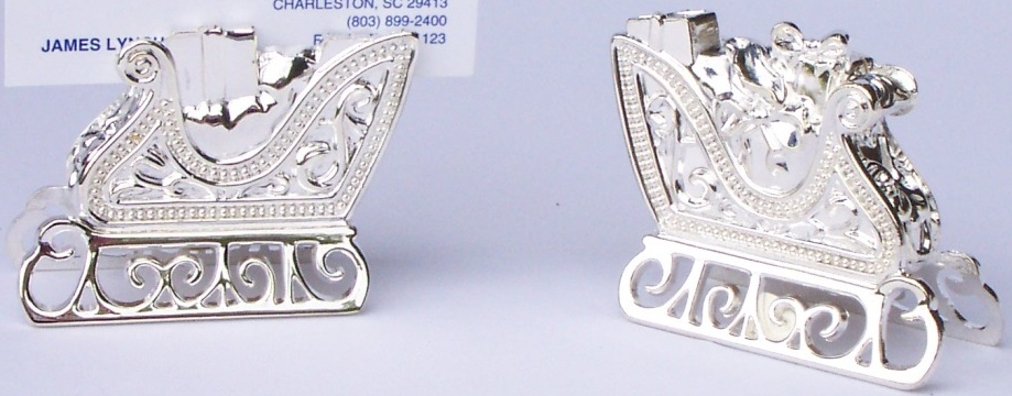 Kubla Crafts Bejeweled Enamel KUB 6 9265 Silver P. Sleigh Place Card Holder