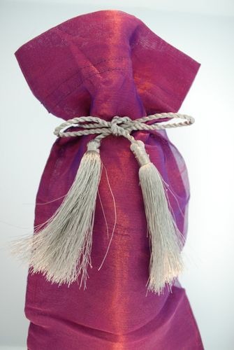 Kubla Crafts Bejeweled Enamel 6601PU Organza Wine Bag Purple Set of 12