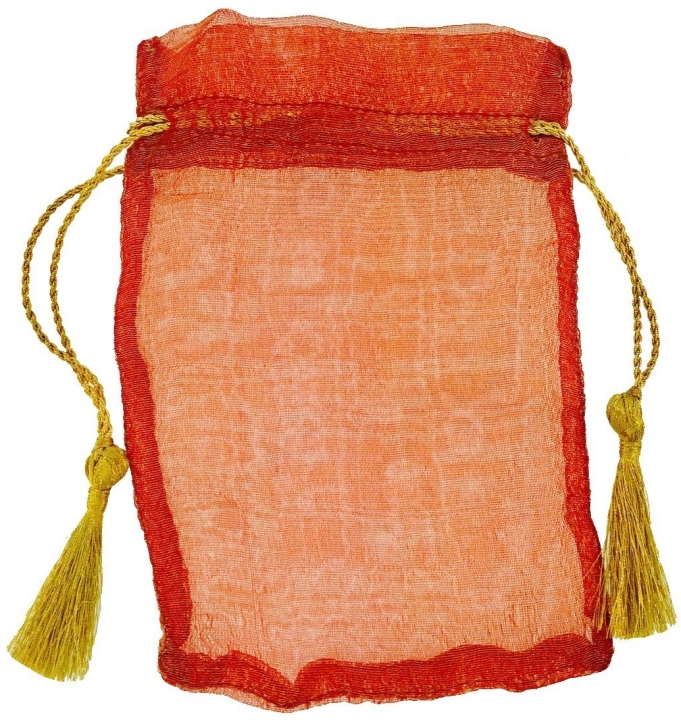 Kubla Crafts Cloisonne 6604O Organza Small Gift Bag Orange Set of 6