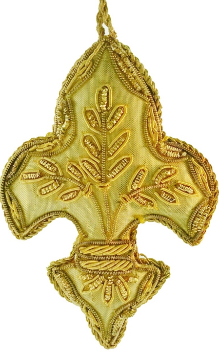 Kubla Crafts Cloisonne 6718GD Zari Gold Fleur De Lis Ornament