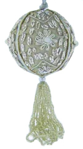 Kubla Crafts Cloisonne 6729S Zari Silver Ball Ornament