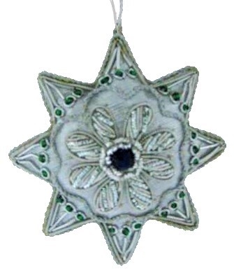 Kubla Crafts Cloisonne 6738S Zari Silver Snowflake Ornament Set of 3