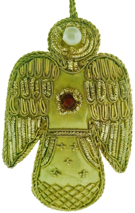 Kubla Crafts Cloisonne 6761GD Zari Gold Angel Ornament Set of 3