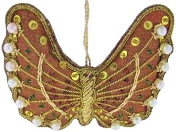 Kubla Crafts Cloisonne 6770 Zari Butterfly Ornament Set of 3