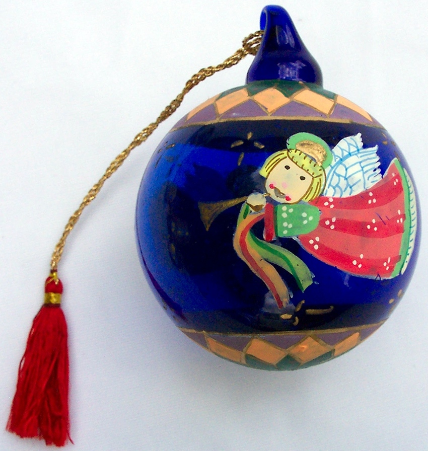 Kubla Crafts Cloisonne KUB 7 0075 Blown Glass Angel Ornament