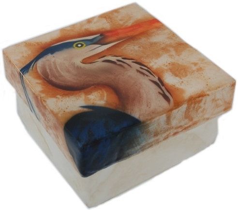 Kubla Crafts Capiz KUB 7 1737 Capix Box Blue Heron