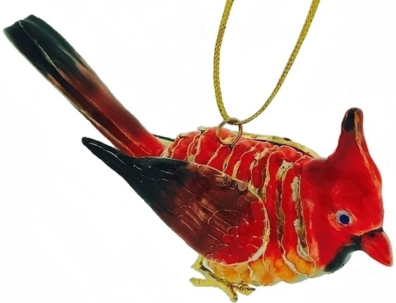 Kubla Crafts Cloisonne KUB 7 4331 Cardinal Ornament