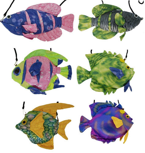 Kubla Crafts Soft Sculpture 7781 Deep Pocket Fish Purse Shoulder Bags Set of 6