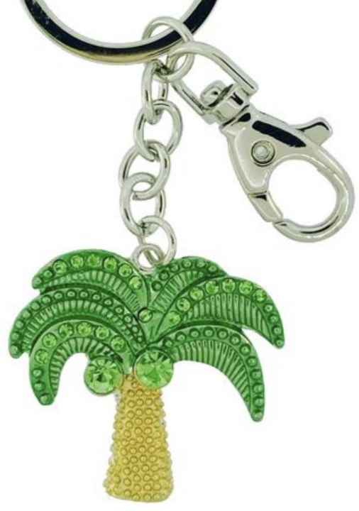 Kubla Crafts Bejeweled Enamel 8108 Palm Tree Key Ring Set of 2