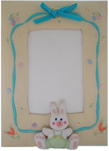 Kubla Crafts Soft Sculpture KUBSFT 8567 Bunny with Ribbon Photo Frame Picture