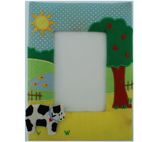 Kubla Crafts Soft Sculpture KUBSFT 8571 Cowith Apple Tree Photo Frame Picture