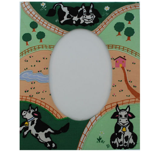Kubla Crafts Soft Sculpture KUBSFT 8584 Cow In Meadow Photo Frame Picture