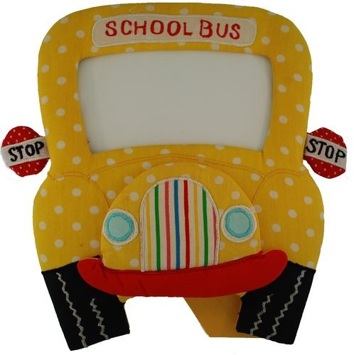 Kubla Crafts Soft Sculpture 8591 School Bus Photo Frame Picture Set of 2