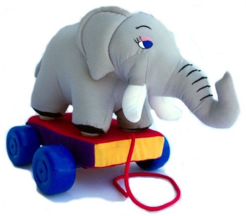 Kubla Crafts Soft Sculpture KUB 8735 Pull Toy Elephant