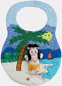 Kubla Crafts Soft Sculpture 8804 Hula Girl On Beach Bib