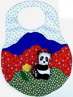 Kubla Crafts Soft Sculpture KUB 8842 Panda Bear Appliqued Bib