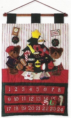 Kubla Crafts Soft Sculpture KUB 8924 Teddy Bear Christmas Advent Calendar