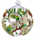 Kubla Crafts Cloisonne 1303C White Flower Cloisonne Glass Ball Ornament Set of 2