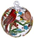 Kubla Crafts Cloisonne 1303I Cardinal Cloisonne on Glass Ball Ornament Set of 2