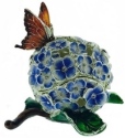 Kubla Crafts Bejeweled Enamel KUB 0 3059 Hydrangeas and Butterfly Box