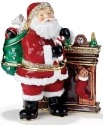 Kubla Crafts Bejeweled Enamel 3469 Santa Fireplace Box