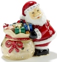Kubla Crafts Bejeweled Enamel KUB 0 3611 Santa with Gift Bag Box