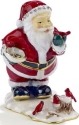 Kubla Crafts Bejeweled Enamel 3626 Santa with Cardinals Box