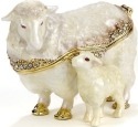 Kubla Crafts Bejeweled Enamel KUB 0 3672 Sheep and Baby Box