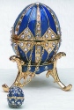 Kubla Crafts Bejeweled Enamel 4014B Blue Egg Box and Necklace