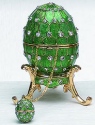 Kubla Crafts Bejeweled Enamel 4014LG Green Egg Box and Necklace