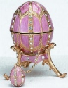 Kubla Crafts Bejeweled Enamel 4014PK Pink Egg Box and Necklace