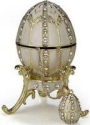 Kubla Crafts Bejeweled Enamel 4014WH White Egg Box with Pendant