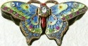 Kubla Crafts Bejeweled Enamel 4035 Large Blue Butterfly Box open both side