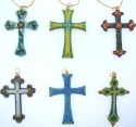 Kubla Crafts Cloisonne 4750 Cloisonne Cross Ornament Set of 6