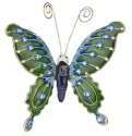 Kubla Crafts Cloisonne KUB 0 4768DG Bejeweled Green Butterfly Ornament