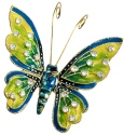 Kubla Crafts Cloisonne 4777GY Bejeweled Butterfly Ornament Green