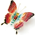 Kubla Crafts Cloisonne KUB 0 4786RQ Bejeweled Red Butterfly Ornament
