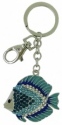 Kubla Crafts Bejeweled Enamel 1469 Blue Fish Key Ring