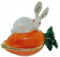 Kubla Crafts Bejeweled Enamel 3053 Bunny on Carrot Box