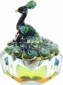 Kubla Crafts Bejeweled Enamel 3132 Peacock Glass Box