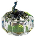 Kubla Crafts Bejeweled Enamel KUB 00 3261 Peacock Glass Box