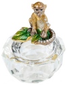 Kubla Crafts Bejeweled Enamel 3381 Monkey on Crystal Box
